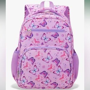 NWOT Purple & Pink Butterfly Print Kids 3-8 years old Backpack